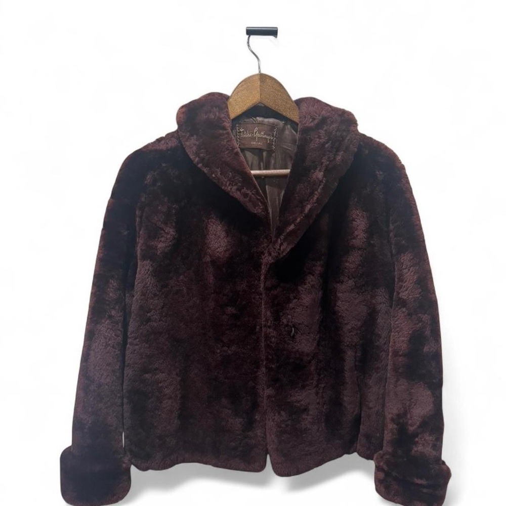 Plush Fur Jacket in Deep Bordeaux